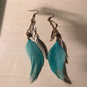 Blue Feather Earrings